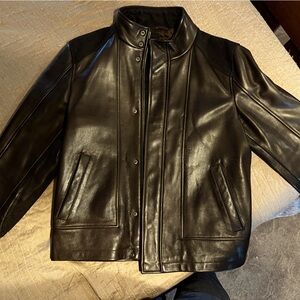 Cole Haan brown pebbled leather coat. Style 53GR7030.